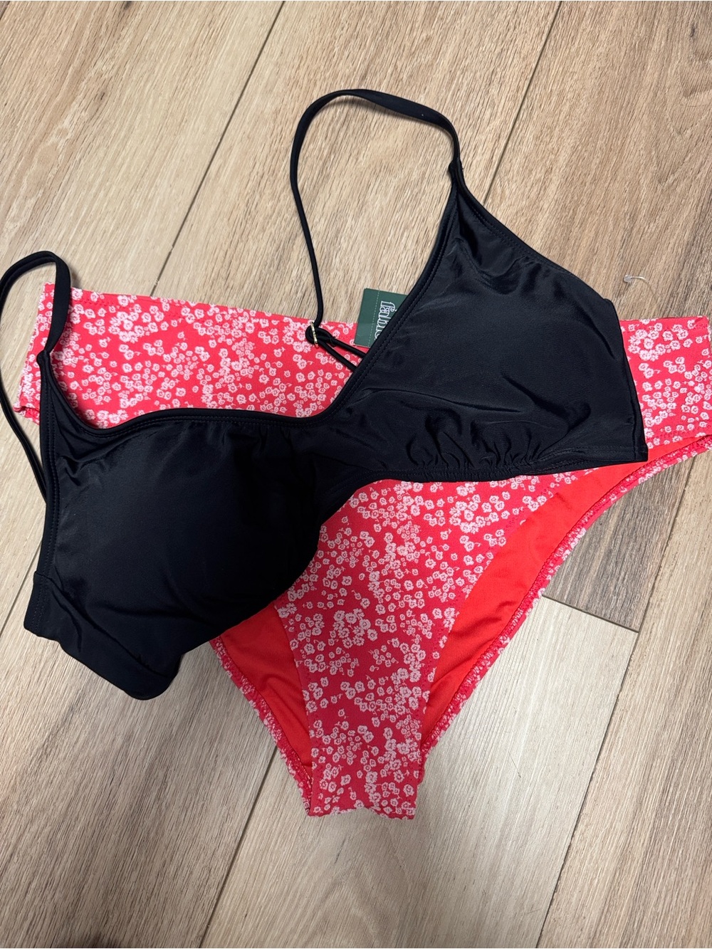 Roxy & wild fable black & Red Floral Two-Piece bikini Swim Set